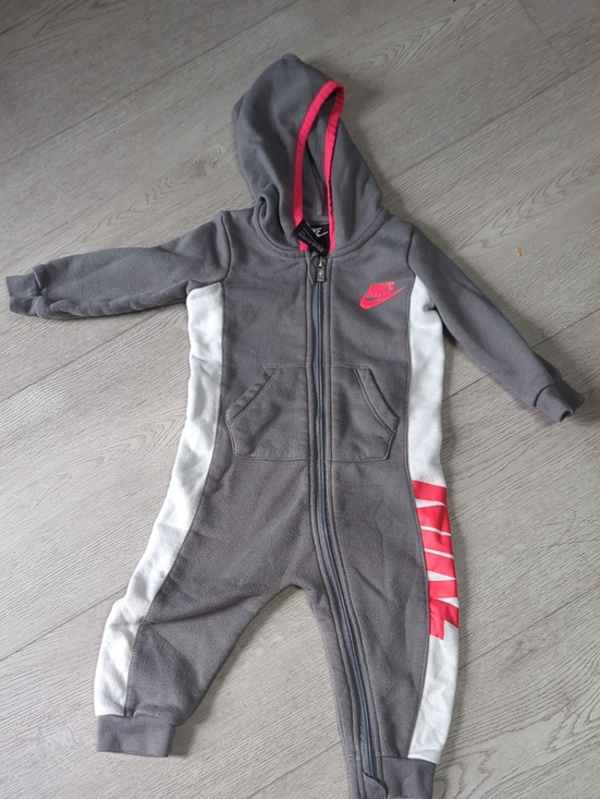Nike Other - Nike Gray Kids' Hooded Fleece One-Piece Footie